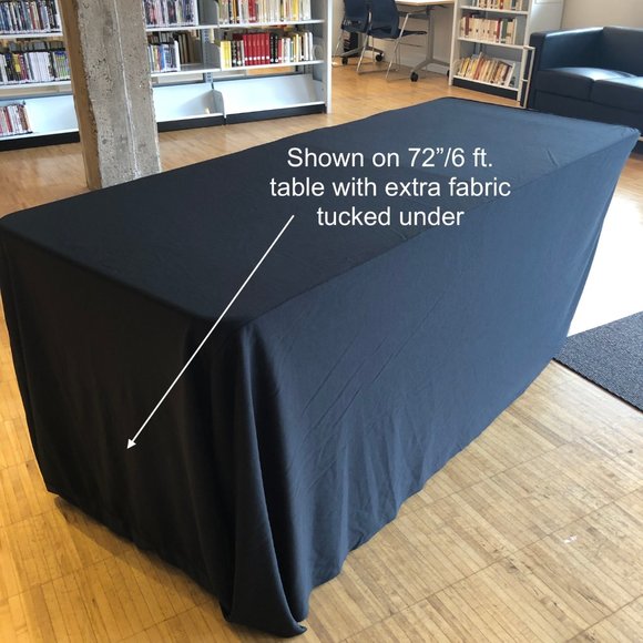 SET/3 Black Fitted 6-8-Ft Tablecloths - Picture 2 of 8
